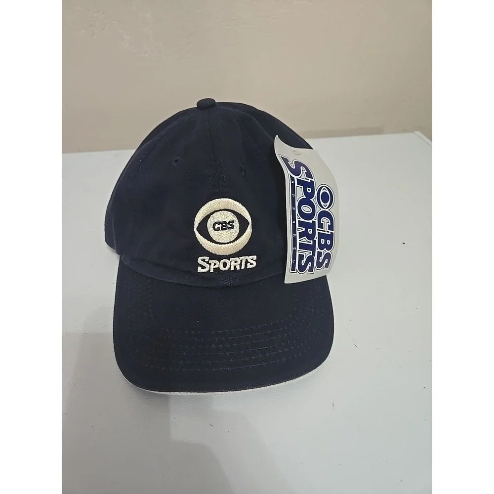 NWT Vtg 90s CBS Sports Hat K-Products Made In USA Navy‎ White Deadstock Cap
